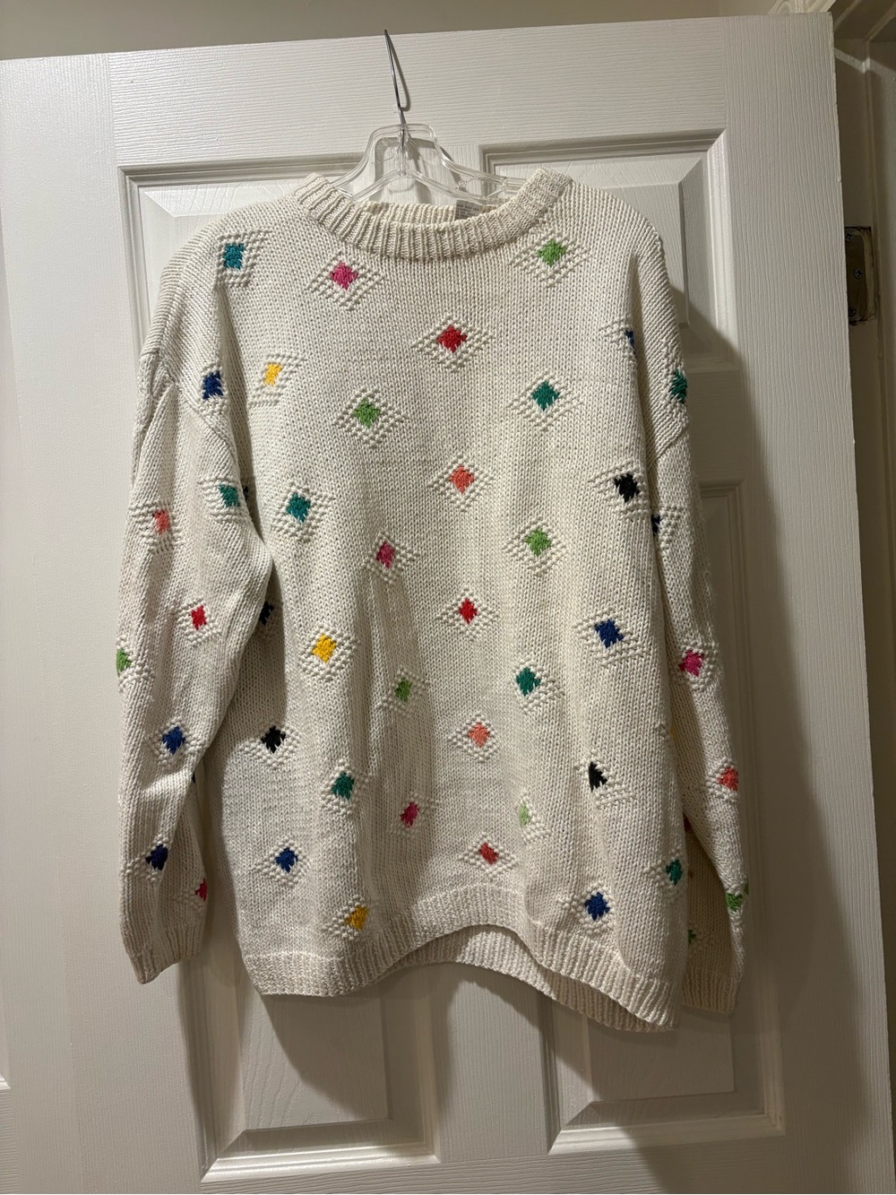 Vintage Nordstrom Town Square Crewneck Sweater with Multicolor Diamond Accents